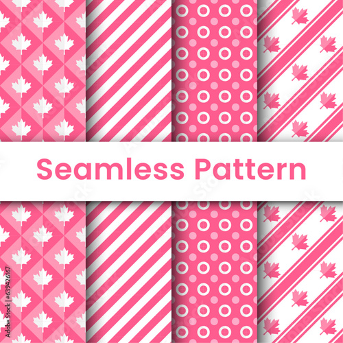 Canada seamless pattern. Pink Vector. Happy Canada day prints.