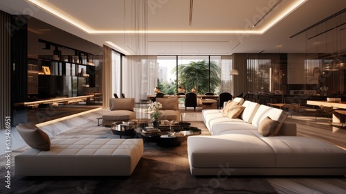 a spacious  luxurious  modern living room with bright interiors.