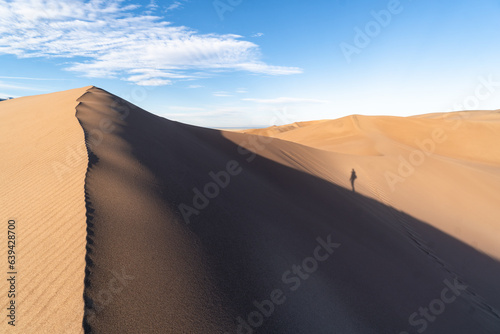 Hiking in large sand dunes