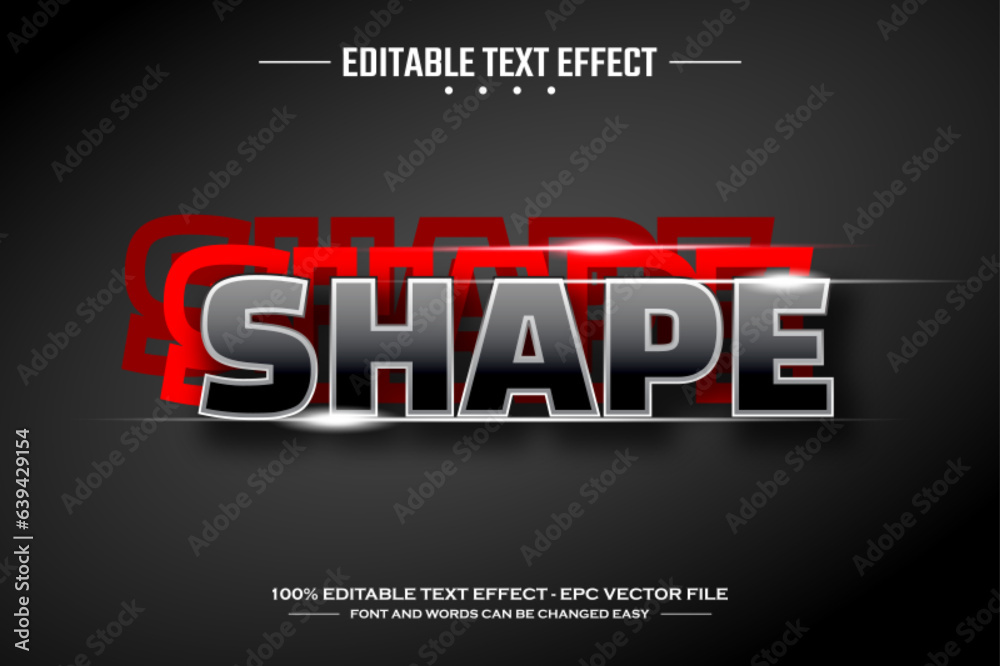 Shape 3D editable text effect template