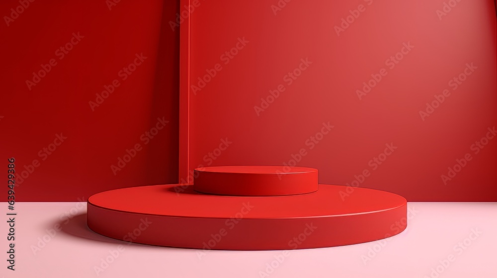 Abstract minimalistic red scene with geometric shapes. visualization AI Abstract minimalistic red scene with geometric shapes. visualization AI