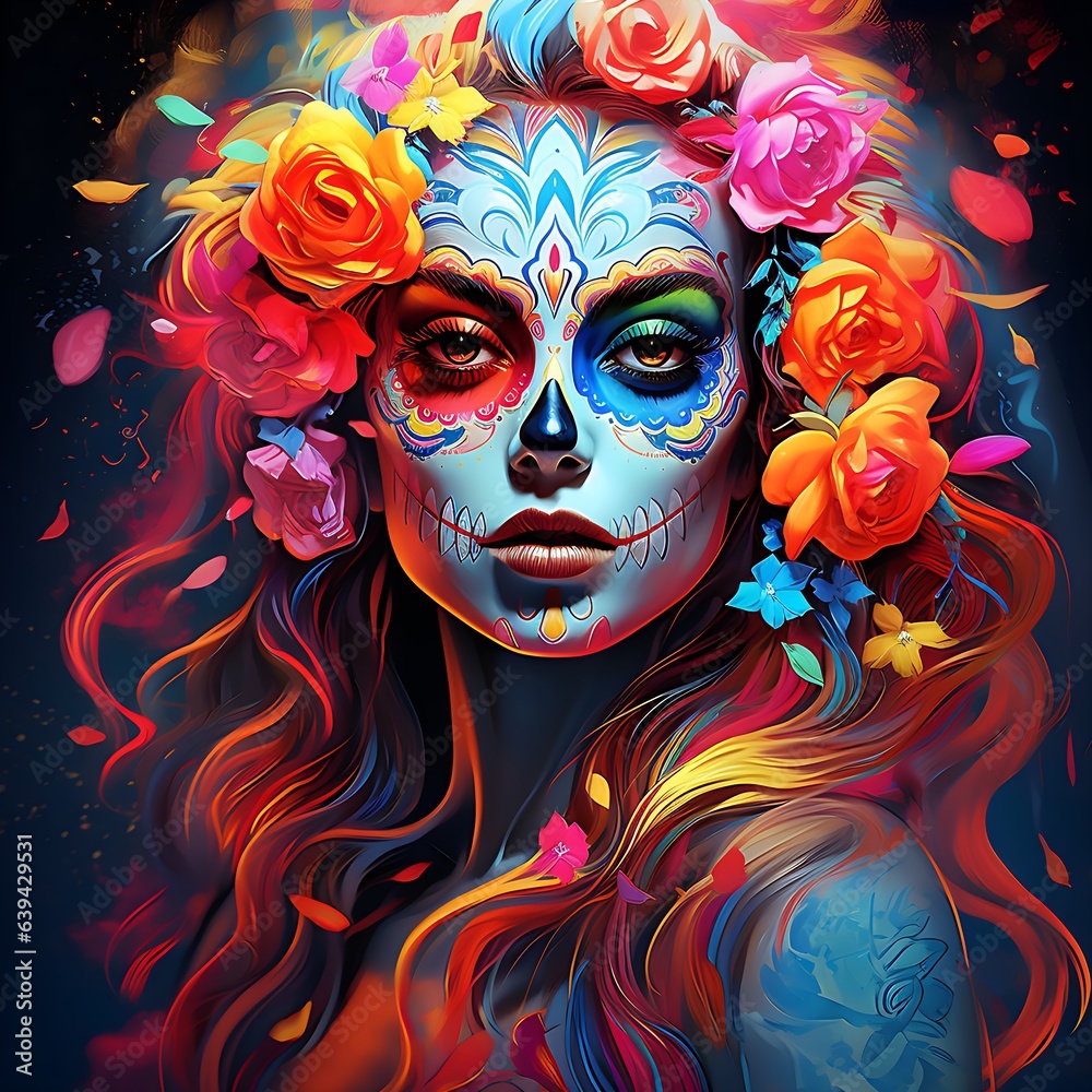 sugar skull dressed woman sugar skull dressed woman