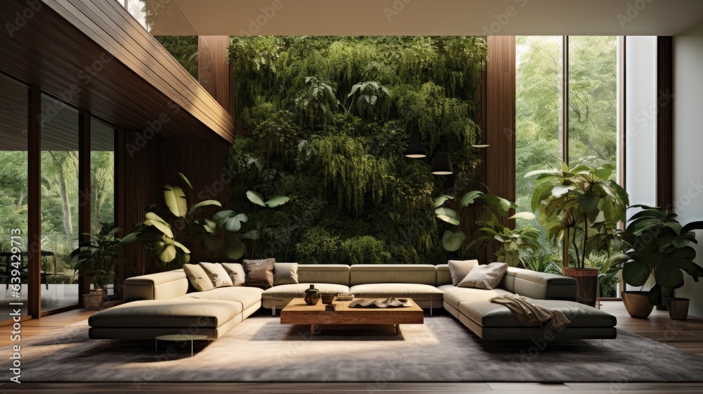 Fototapeta premium a contemporary indoor space with greenery
