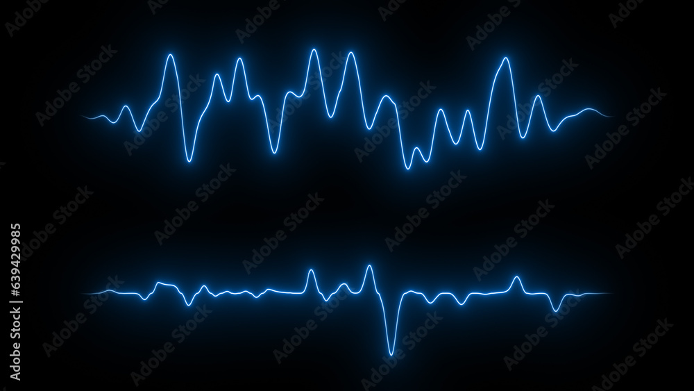 Sound wave line signal. Waveform audio spectrum. FUI, HUD element.