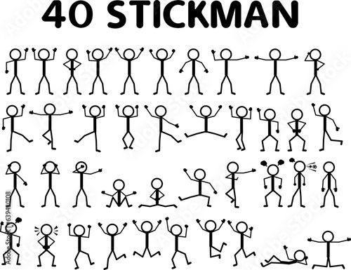 40 stickman set, pictogram, stick figure