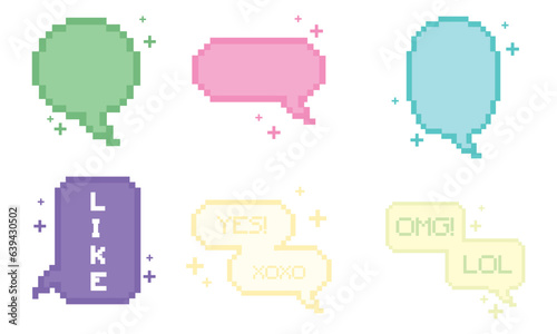 Set of pixelated comic speech bubble chats Vector