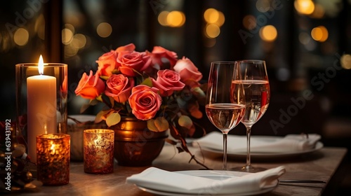 Canvas-taulu Romantic candlelit dinner setting with elegant decor