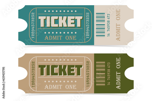 Two Retro Ticket templates in green and beige colors