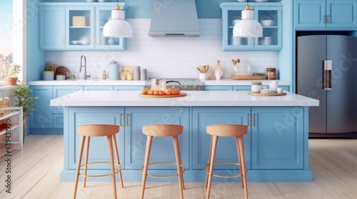 Stylish kitchen with white countertops