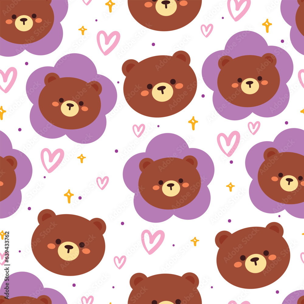 Fototapeta premium seamless pattern cartoon bears. cute animal wallpaper illustration for gift wrap paper