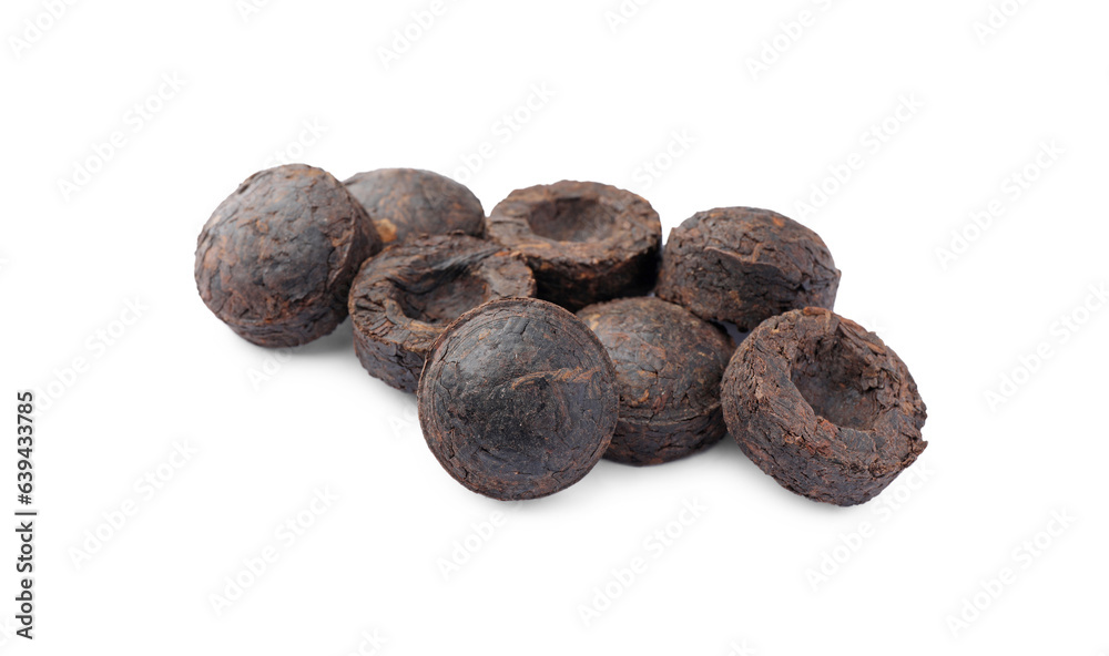 Cake shaped traditional Chinese pu-erh tea isolated on white Cake shaped traditional Chinese pu-erh tea isolated on white