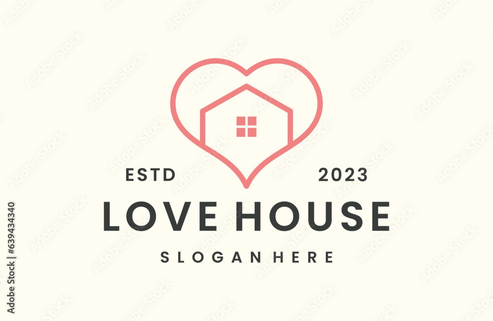Love house logo vector icon illustration hipster vintage retro