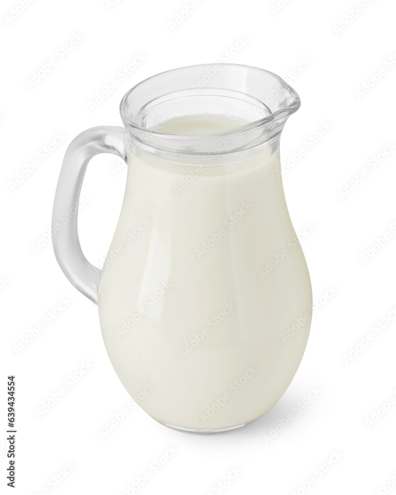 Glass jug of fresh milk isolated on white Glass jug of fresh milk isolated on white