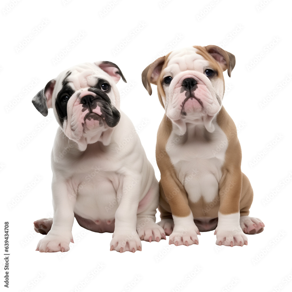 english bulldog puppies dog isolated on white  background
