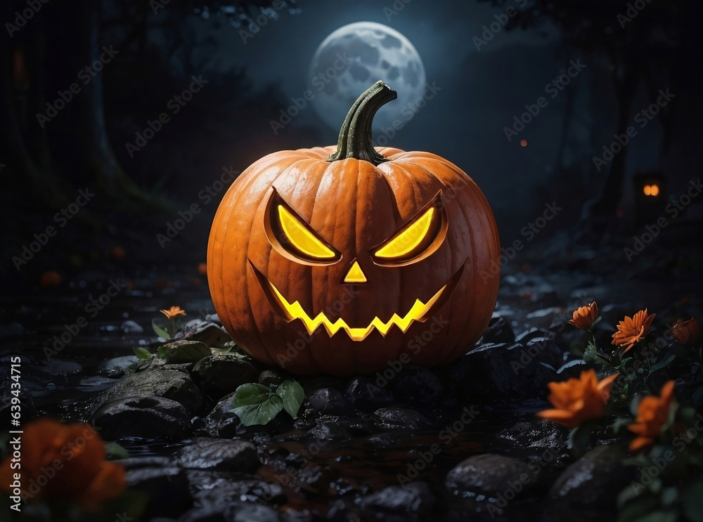 una calabaza siniestra bajo la luna una calabaza siniestra bajo la luna