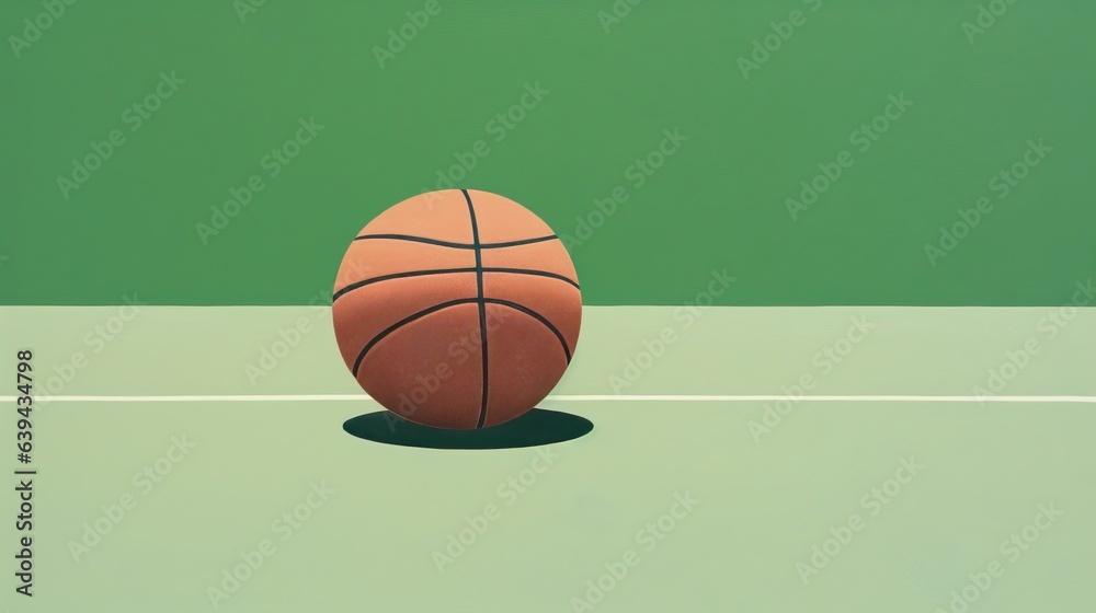 a basketball ball on a green court illustration. a basketball ball on a green court illustration.
