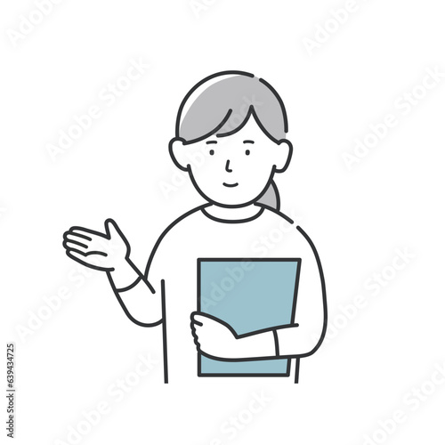 案内する女性のイラスト