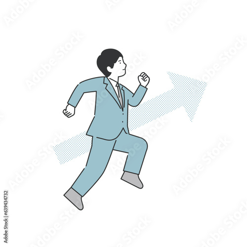 目標に向かって走るビジネスマンのイラスト