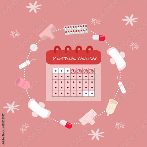 menstrual calendar and women’s staff around