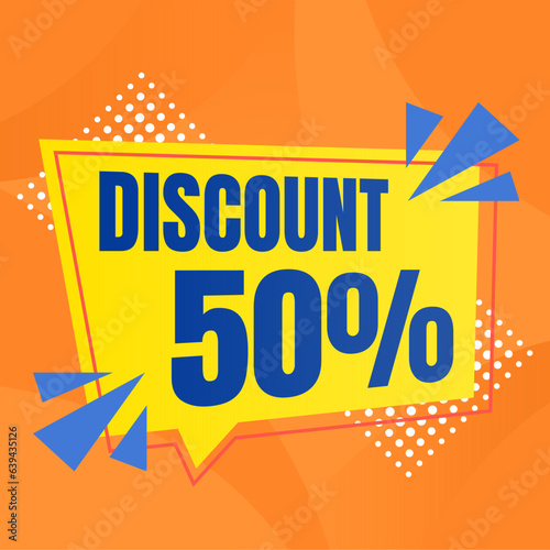 50 percent discount banner for sales