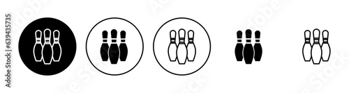 Bowling icon set. bowling ball and pin icon. bowling pins