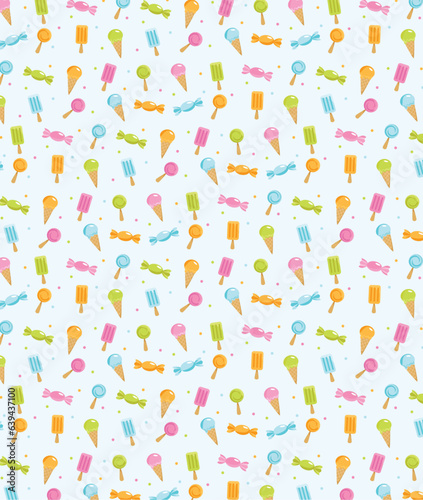 Candy Pattern with Sweet Desserts and Ice Cream
