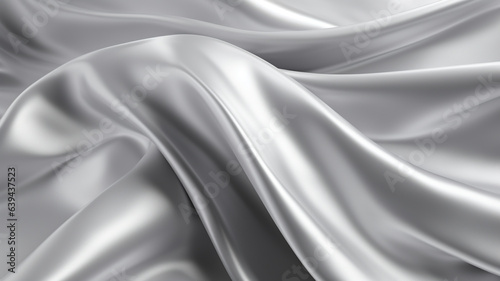 Elegance abstract soft focus wave glossy silver fabric use for background