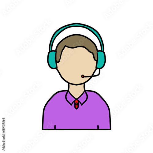 Customer Service , Customer Support , Call Center Worker Line Icon, Outline Vector Symbol Illustration