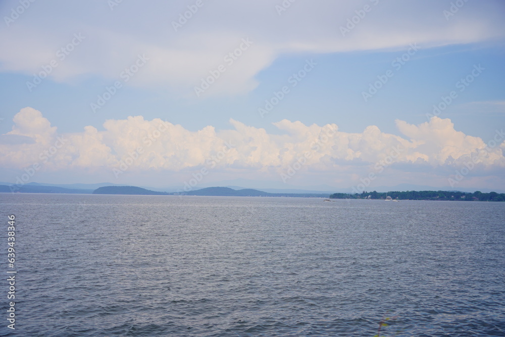 Landscape of Lake Champlain and island at Vermont, USA	