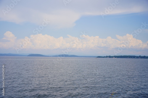 Landscape of Lake Champlain and island at Vermont, USA 