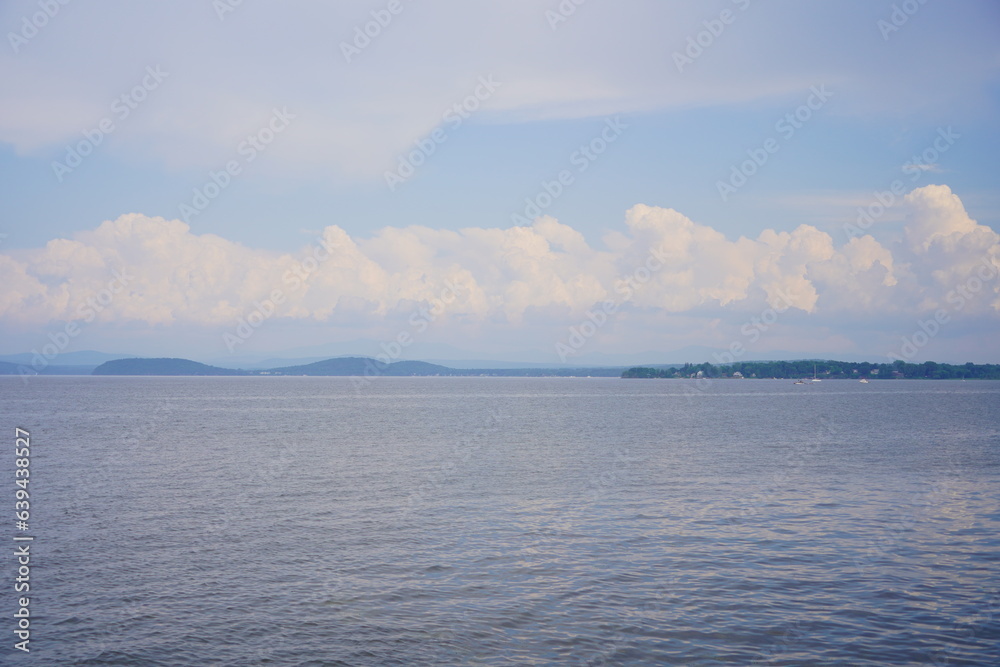 Landscape of Lake Champlain and island at Vermont, USA Landscape of Lake Champlain and island at Vermont, USA