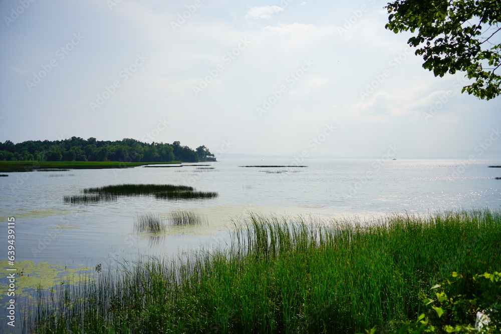 Landscape of Lake Champlain and island at Vermont, USA	
