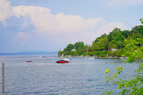 Landscape of Lake Champlain and island at Vermont, USA	 photo