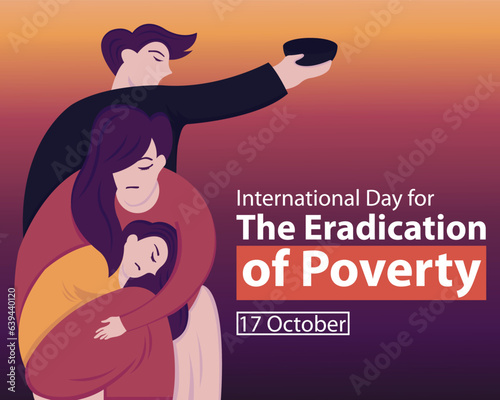 illustration vector graphic of a father begging to support his family, perfect for international day, the eradication of poverty, celebrate, greeting card, etc.