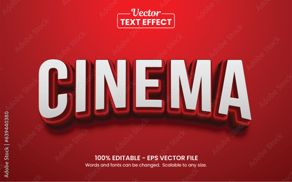 Red Movies Cinema text effect, Editable text effect	