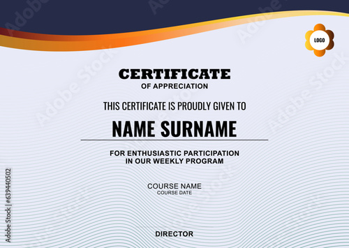 Modern Certificate Template with stylish design, simple, elegant and perfect design. Ready to use template.