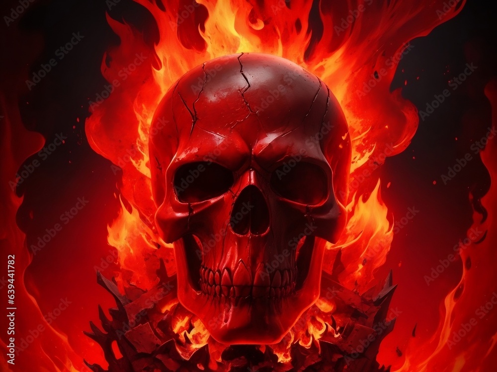 A background of blazing flames of dark, bloody red color, with a frightening bloody red skull in the middle
A background of blazing flames of dark, bloody red color, with a frightening bloody red skull in the middle