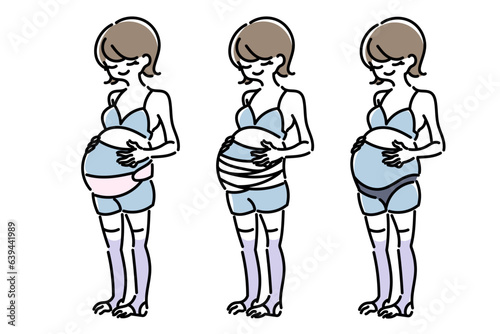 いろいろな妊婦帯　腹帯を着ける女性のイラストセット photo