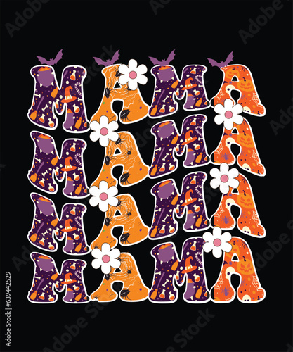 Retro groovy cute boo Halloween design, spooky season