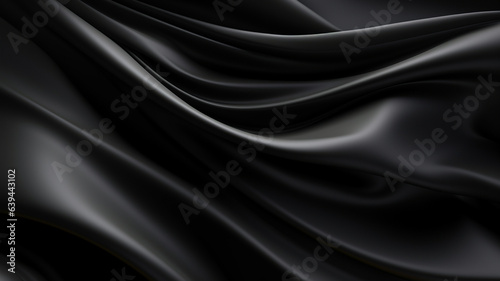 Elegance abstract soft focus wave glossy Black fabric use for background