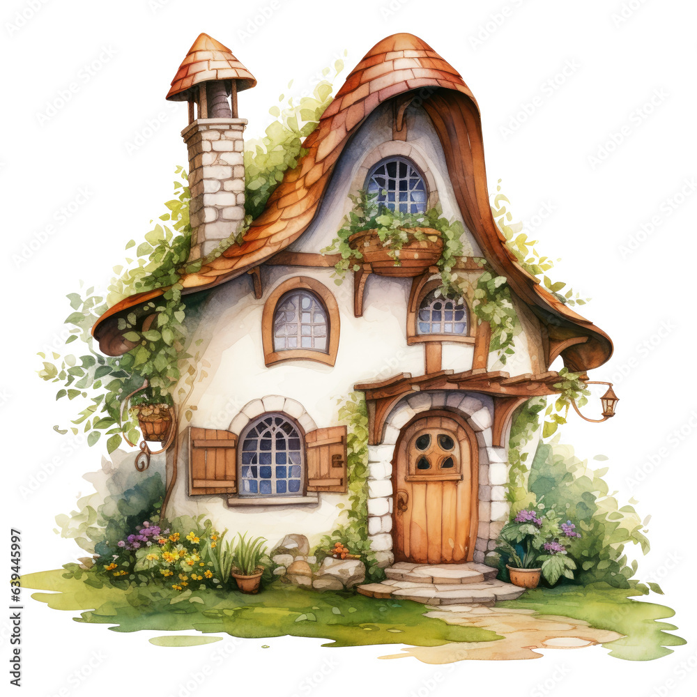 Storybook Cottage Clipart, Storybook Cottage Houses PNG, Storybook homes Clipart, Watercolor 