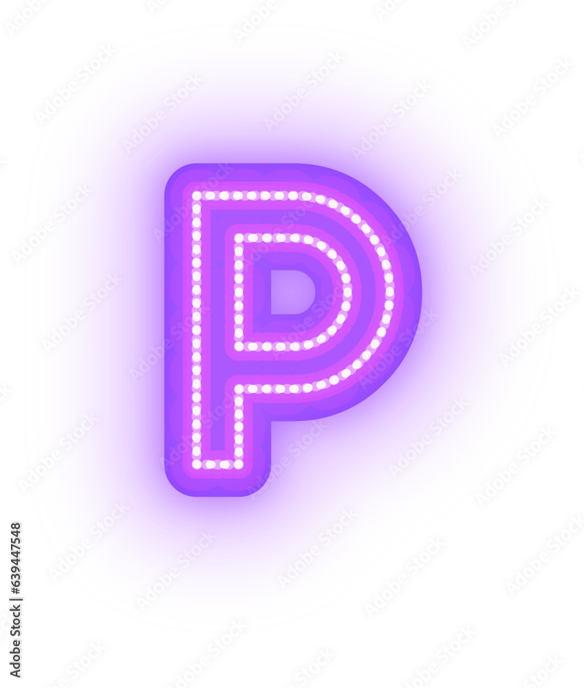 Glowing Neon Purple Alphabet Letters