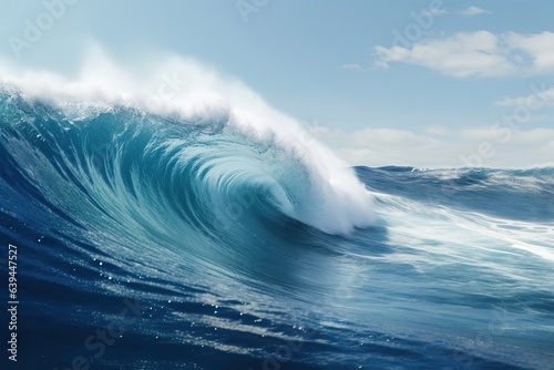 beautiful blue ocean wave. Generative AI photo
