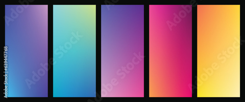 Colorful gradient background template copy space set. Smooth and vibrant color gradation backdrop design. Suitable for screen, cover, poster, banner, magazine, cover, or brochure.