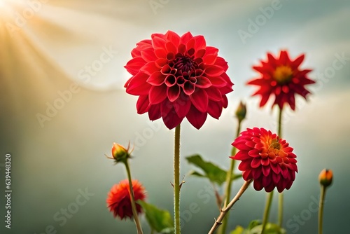 red dahlia flower and generated AI