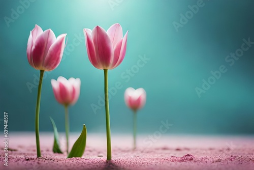 pink tulips in a garden and generated AI #639448557