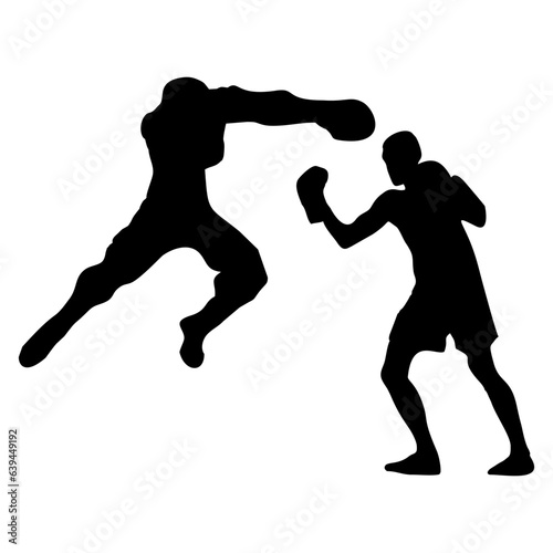 silhouettes of fights with martial arts and fists