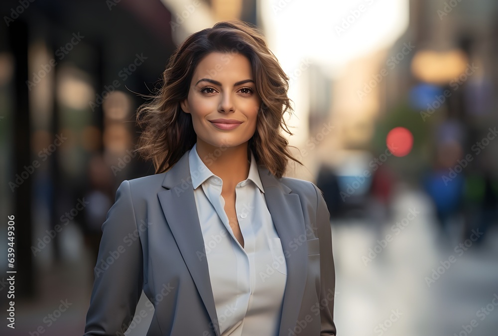 business woman standing proudly and enthusiatically looking at her future as her success is imminent business woman standing proudly and enthusiatically looking at her future as her success is imminent