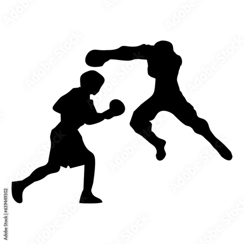 silhouettes of fights with martial arts and fists