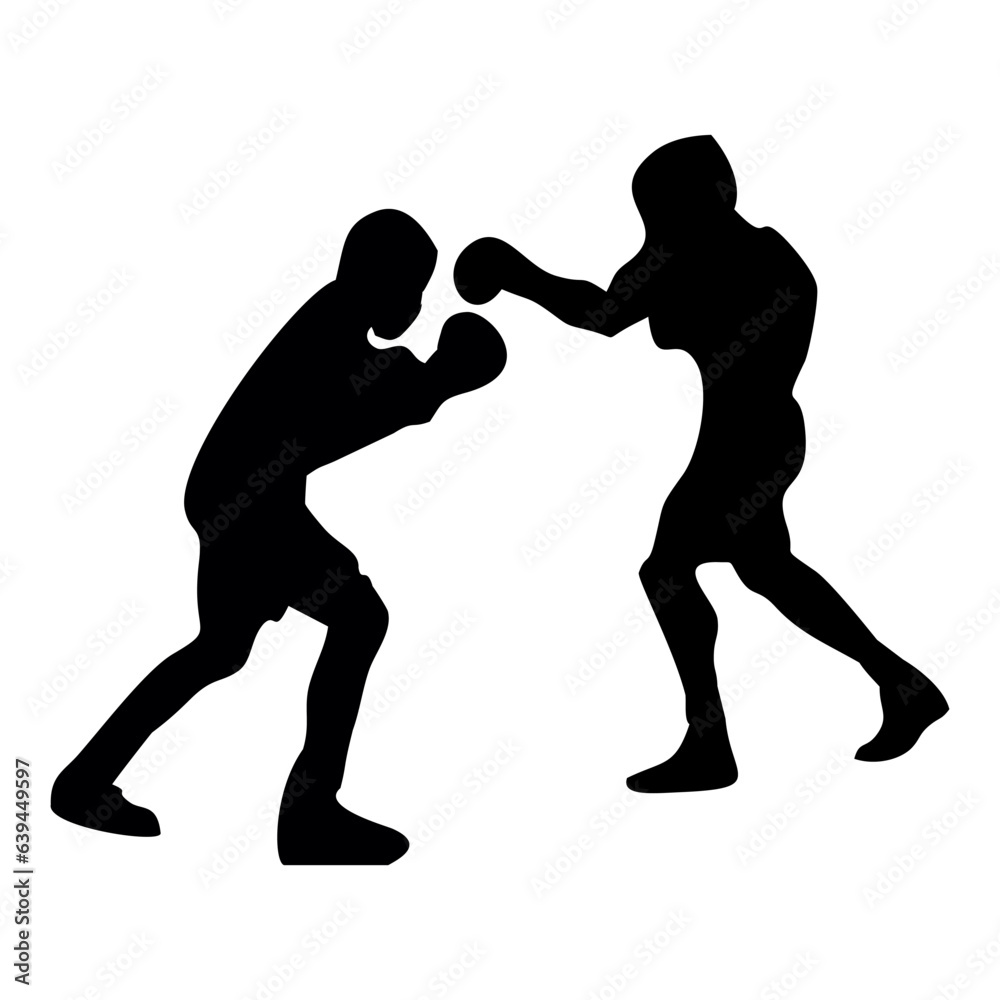 Obraz premium silhouettes of fights with martial arts and fists